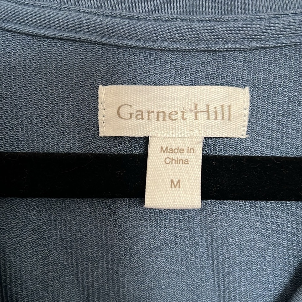 Garnet Hill Relaxed Fit French Terry Ankle Length V-neck Jumpsuit in Blue - M - Picture 6 of 9